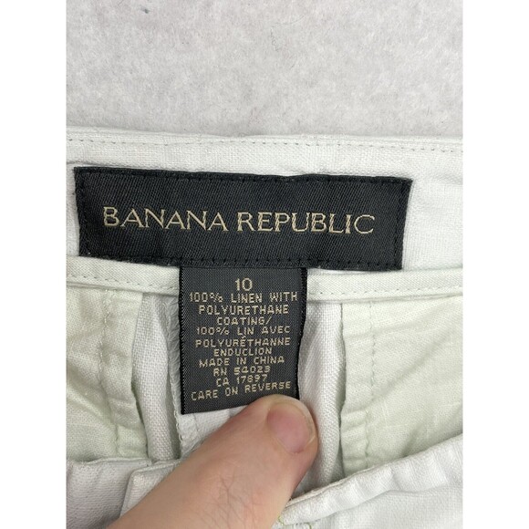 BANANA REPUBLIC WOMENS PANTS WHITE 10 LINEN POLYURETHANE COATING STRAIGHT LEG - Picture 9 of 11